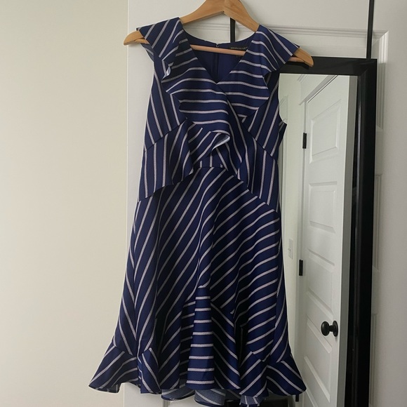 STRIPE RUFFLE DRESS - Picture 1 of 4